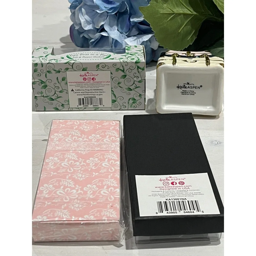 Kate Aspen Set Measuring Spoons, Salt Pepper shakers,‎ Luggage makeup pen holder